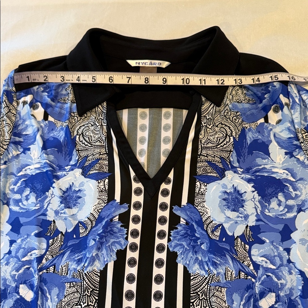 Nygard Tunic Women’s Blue Floral Long Sleeve Top Blouse Size L - Picture 5 of 10